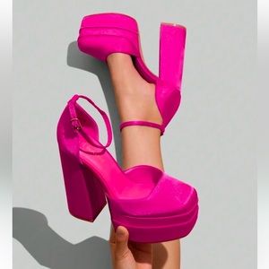 Pink Chunky heel Platforms